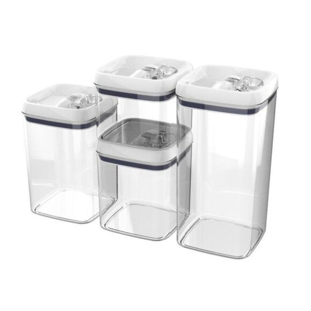 4 pack Flip-Tite Square Food Storage Container Set‎ Home Kitchen Pantry Pasta